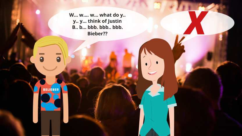 Jake trying to converse with other people on the festival