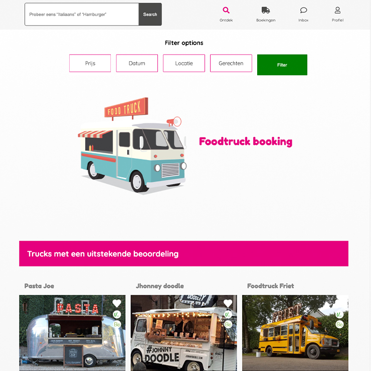 Foodtruck web app screenshot