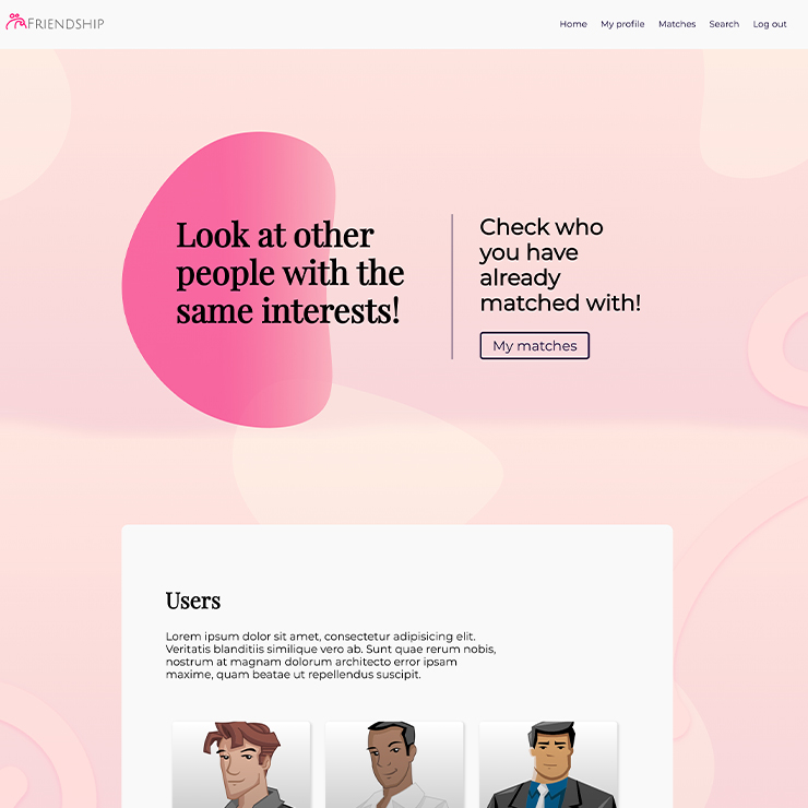 Friendship web app screenshot