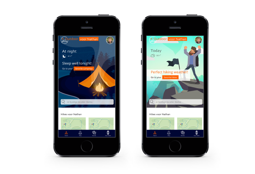 weather forecast on a mobile device in app